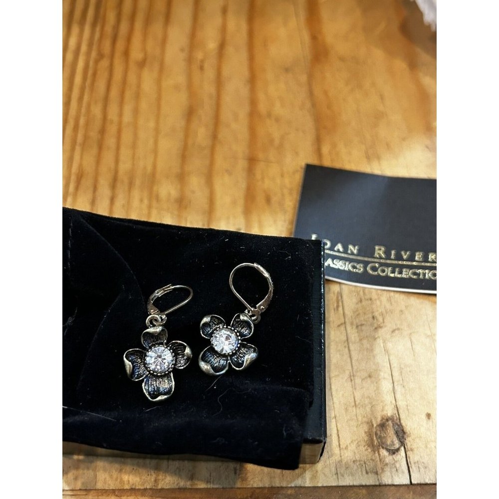 Joan Rivers Fashionably Floral Textured Flower Petal Dangle Earrings